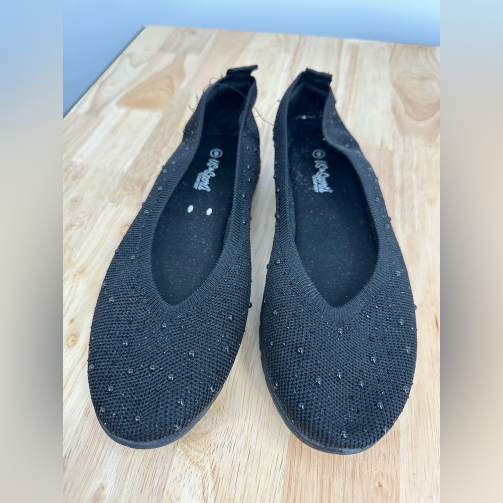 Black Beaded Flats